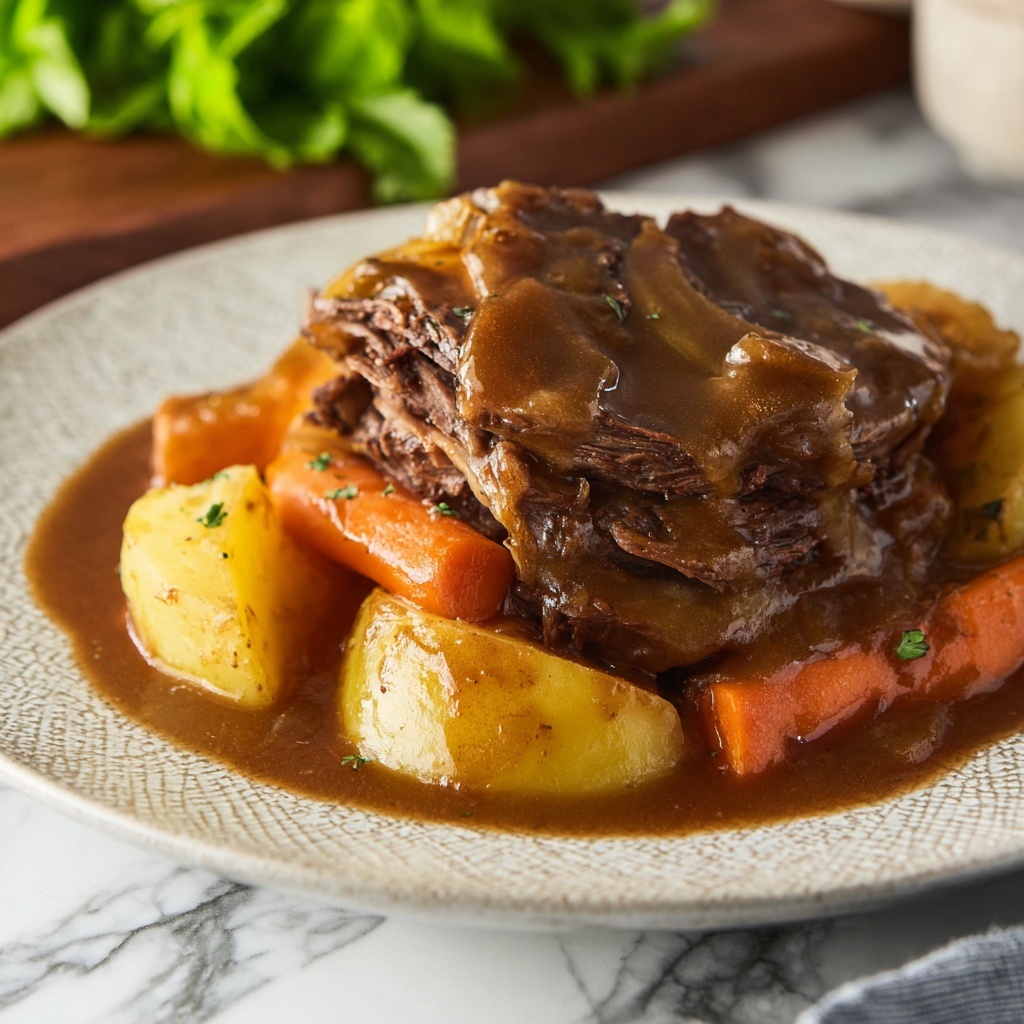 Slow Cooker Pot Roast with Carrots, Potatoes, and Thyme Recipe - Recipe Image