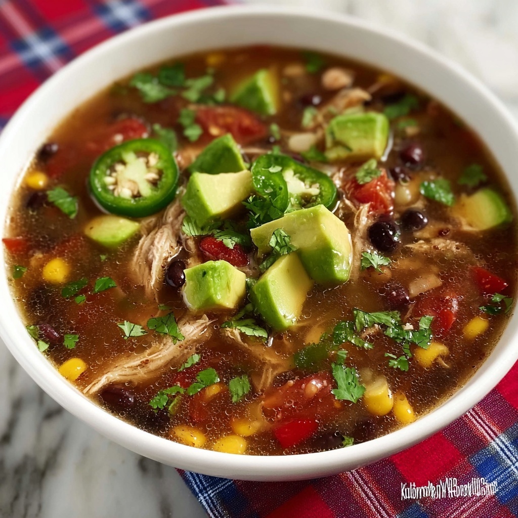 Spicy Chicken and Black Bean Spanish Soup with Lime and Avocado Recipe - Recipe Image