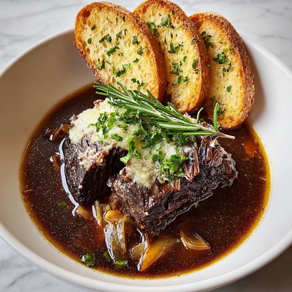 French Onion Beef Short Rib Soup with Gruyère Toast Recipe - Recipe Image