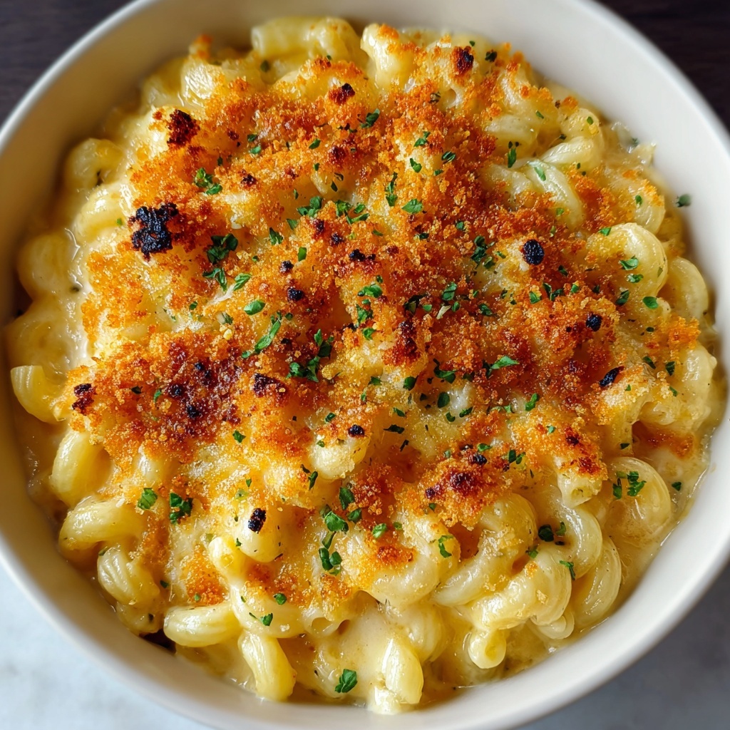 Creamy Baked Mac and Cheese with Crispy Panko Topping Recipe - Recipe Image