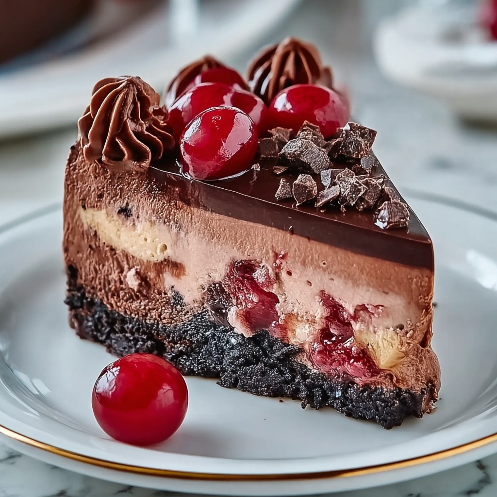 Dark Chocolate Cherry Cheesecake Recipe - Recipe Image
