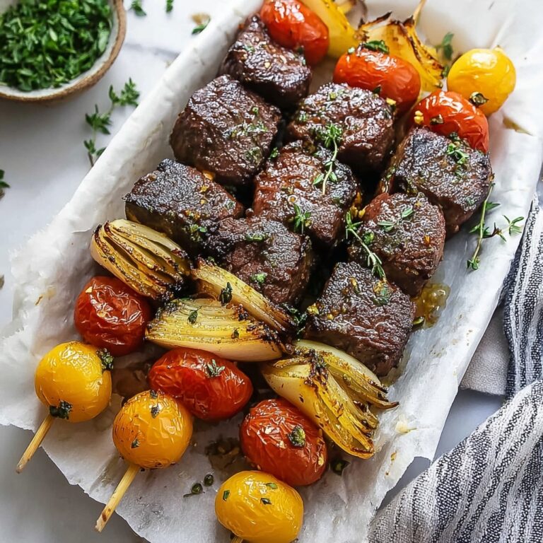 Rosemary Garlic Steak Kebabs Recipe