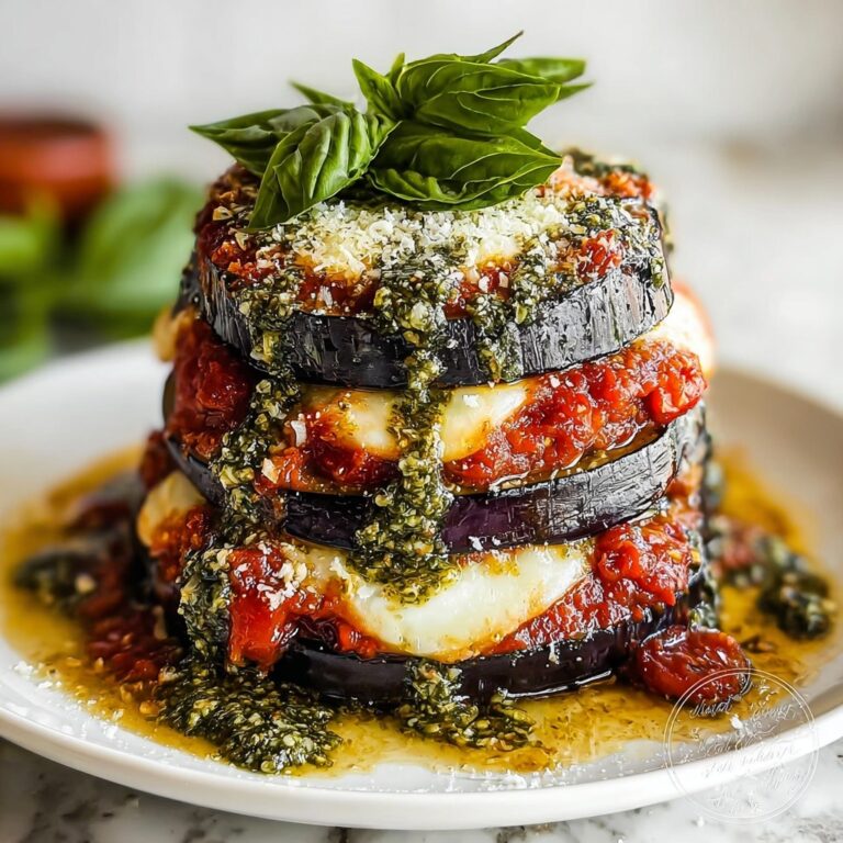 Italian Pesto Parmesan Eggplant Stacks Recipe