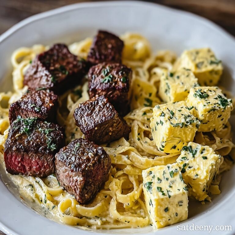 Garlic Butter Steak with Cheesy Linguine Delight Recipe