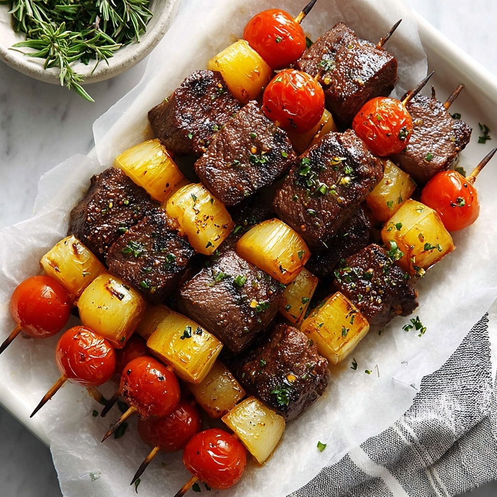Rosemary Garlic Steak Kebabs Recipe - Recipe Image