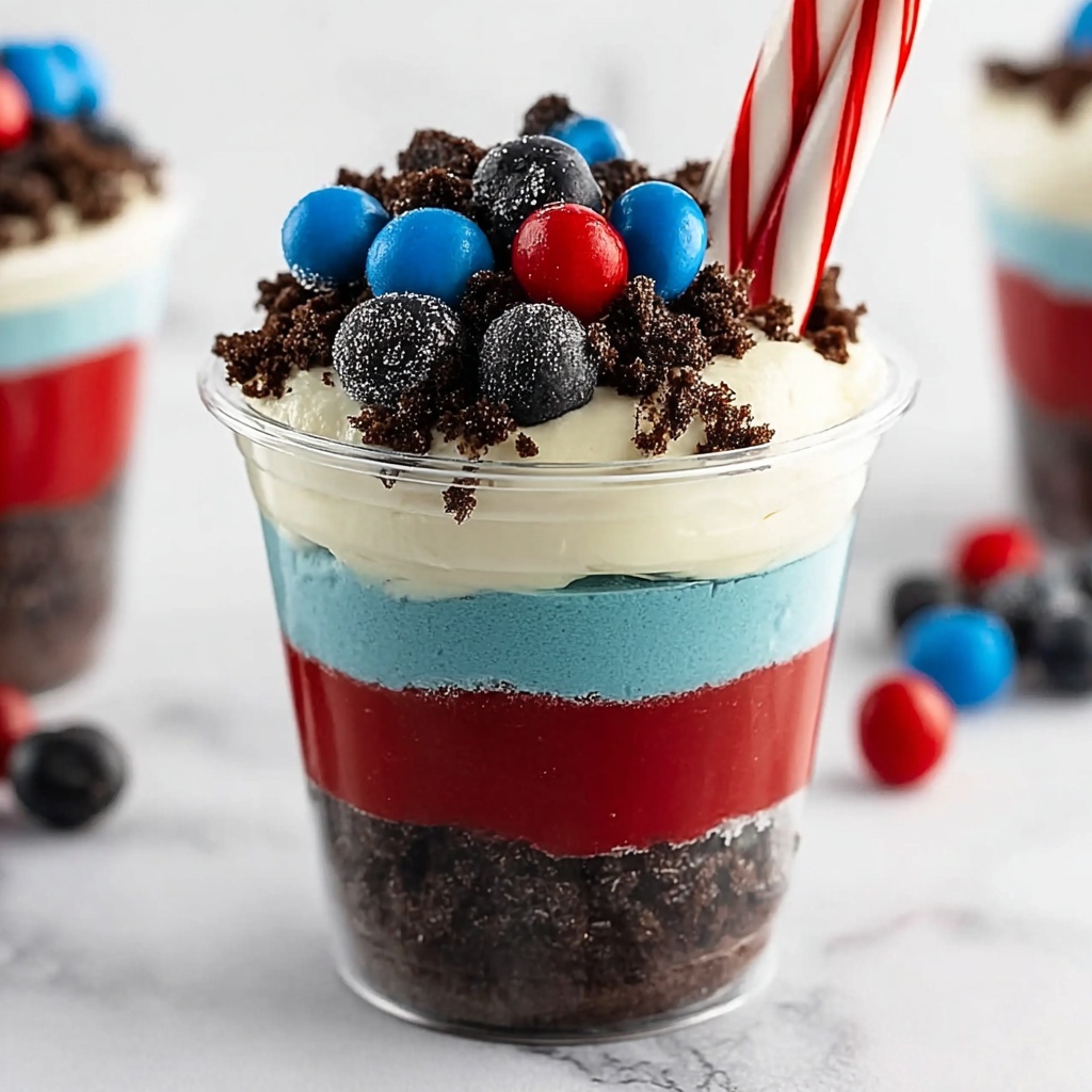 Red, White and Blue Dirt Cups Recipe - Recipe Image