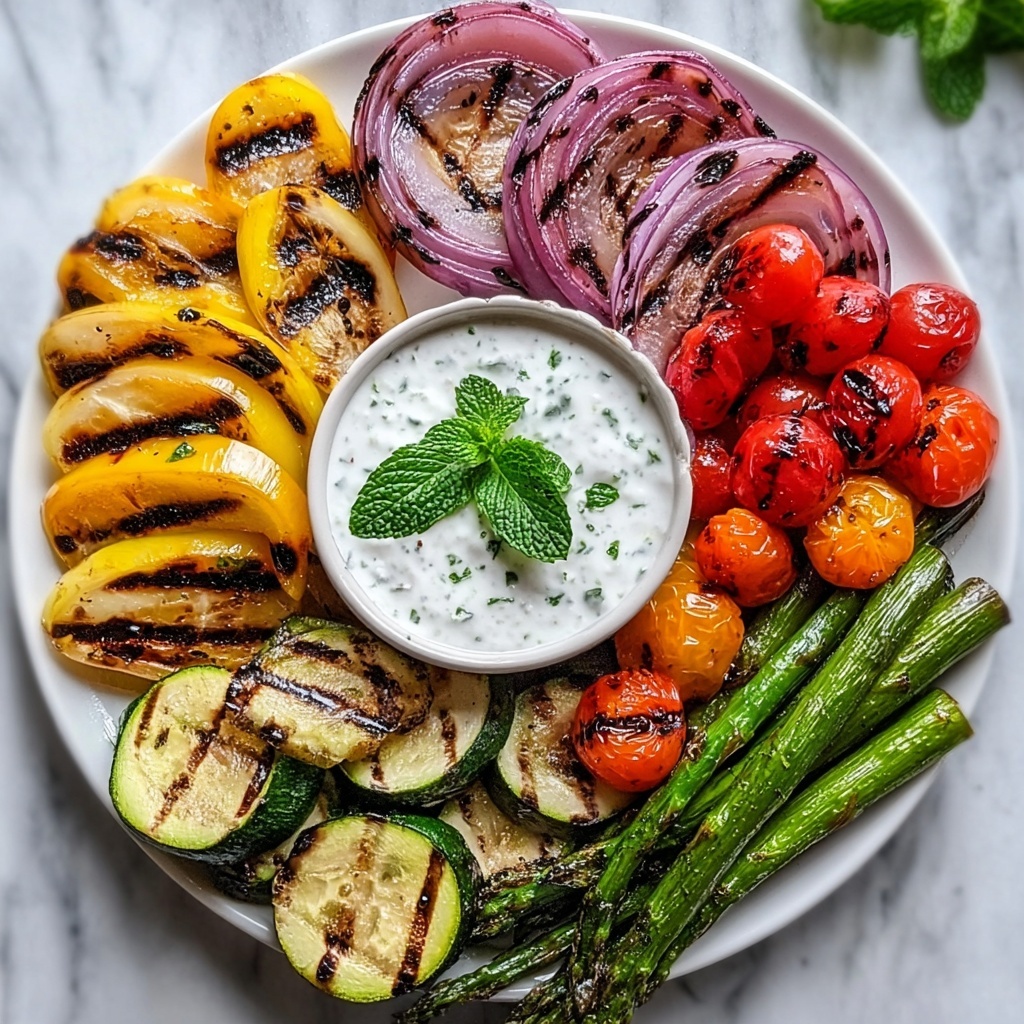 Grilled Vegetable Platter with Yogurt Mint Sauce Recipe - Recipe Image