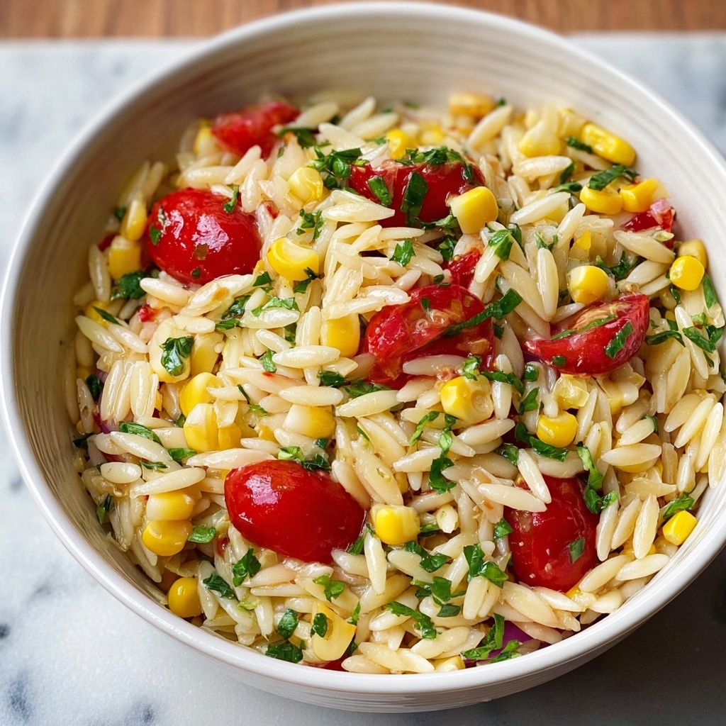 Roasted Corn Orzo Pasta Salad Recipe - Recipe Image